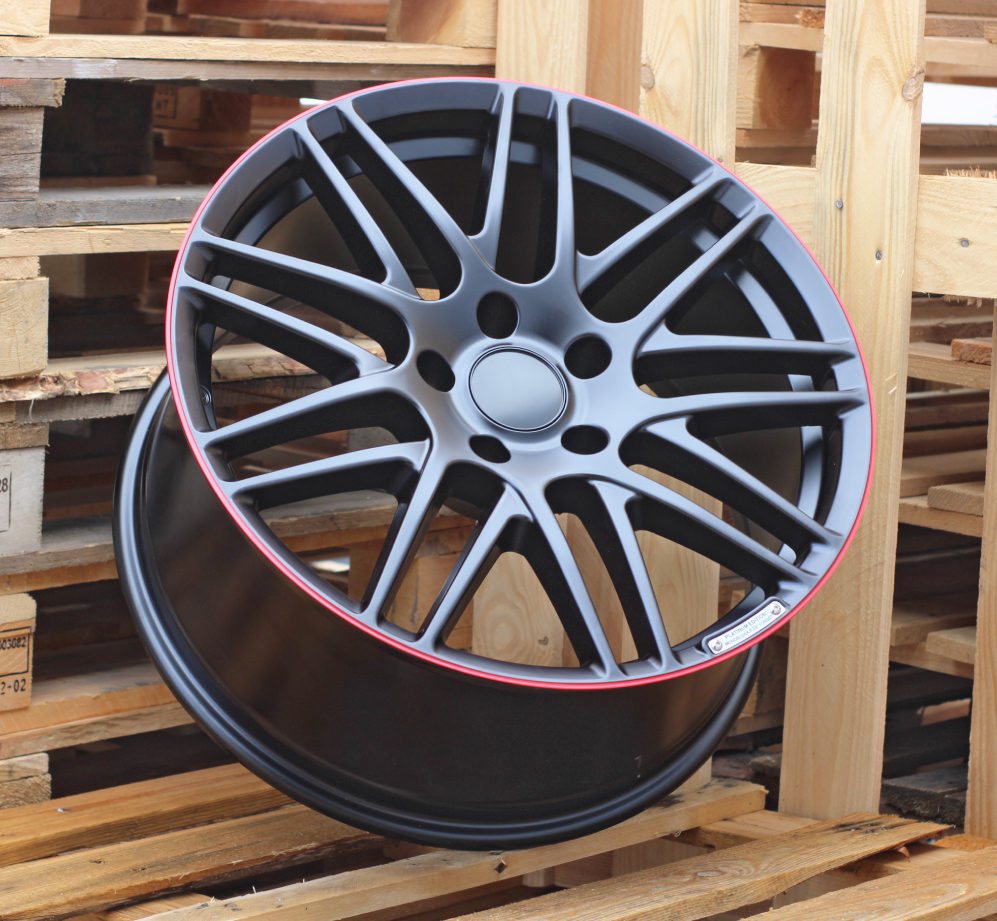 MERCEDES 9,5x20 5x130 ET50 84,1 8102 Noir semi-mat bord rouge