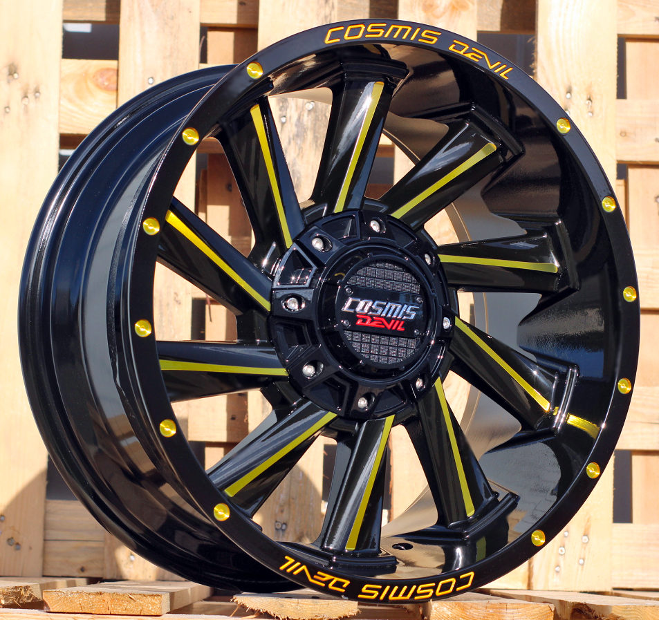 9x18 6x130/6x139 ET0 106,1 B1323 Noir poli fraisage or