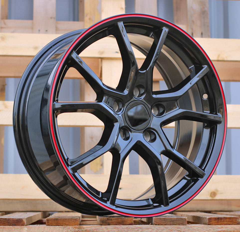 HONDA 7,5x17 5x114,3 ET45 64,1 B1418 Noir liseré rouge