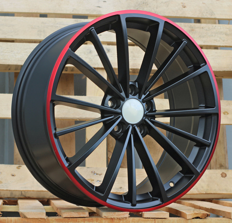 VW 7,5x18 5x112 ET51 57,1 B5937 Noir semi-mat bord rouge