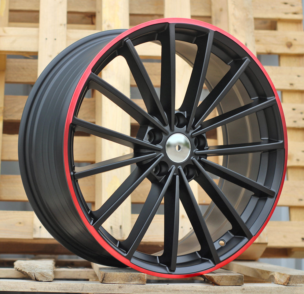 VW 8x19 5x112 ET45 57,1 I0383 Noir semi-mat bord rouge