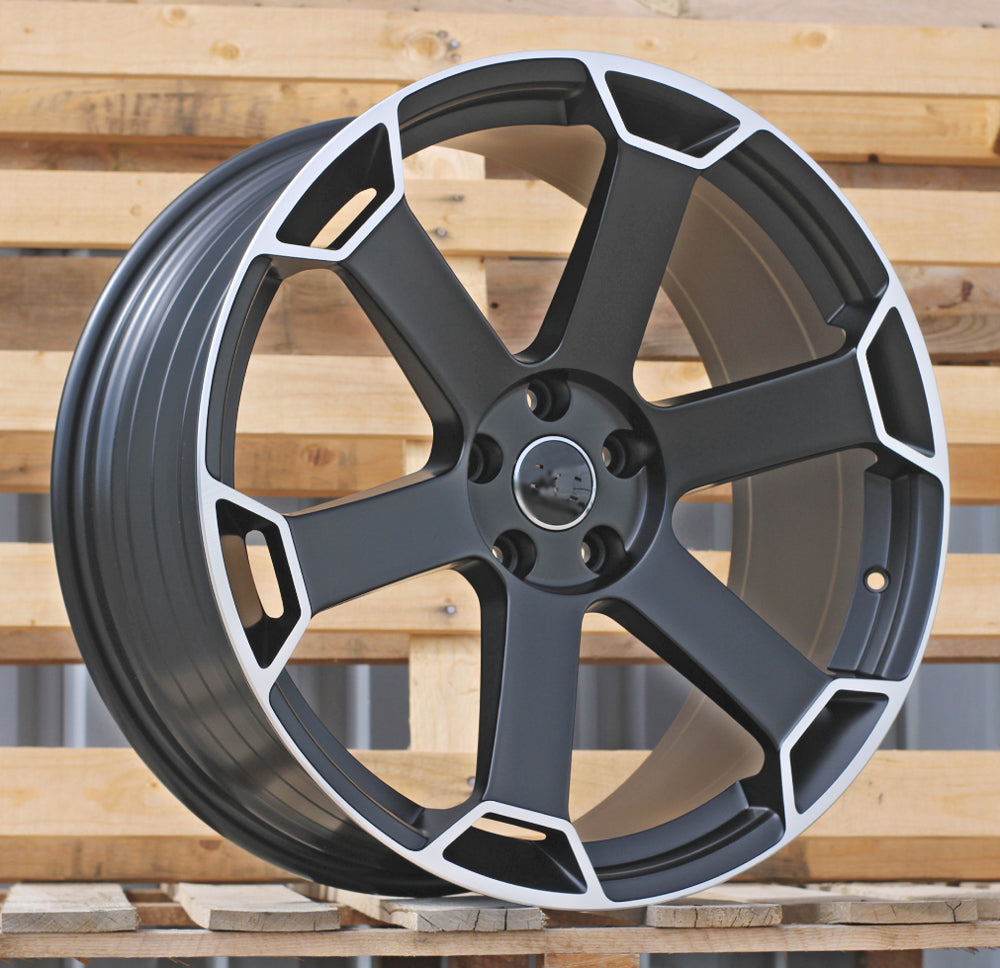 AUDI 9x21 5x112 ET30 66,6 YF6149 Noir semi-mat bord poli